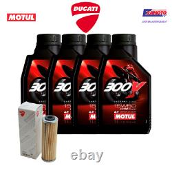 Kit d'entretien MOTUL 300V 15W50 + Filtre Original pour DUCATI 1199 1299 PANIGALE